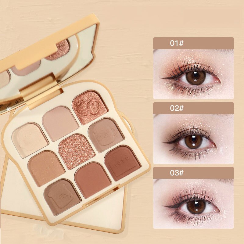 Novo 9 Colors Pearlescent Matte Eyeshadow Palette Waterproof Long-lasting Eyeshadows Shiny Eye Korean Kwaii Makeup Wholesale