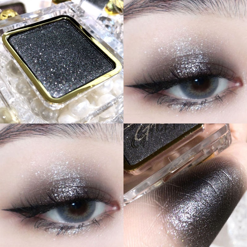 Punk Smoky Cool Eyeshadow Palette Pearly Bright Matte Glitter Eyeshadow Palette Lasting Black Makeup Eyeshadow Palette Beauty