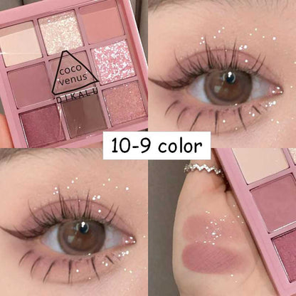 Nine-color Eye Shadow Palette Iris Purple Glitter Pearly Eyeshadow Palette Fashion Korean Shiny Eye Shadow Charming Eye Makeup