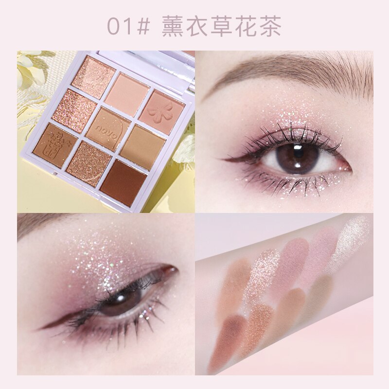 Milk-Tea Eyeshadow Palette Matte Glitter Shimmer Eyeshadow Powder Soft Blush Highlight Makeup Plate Brighten Eye Contour Compact