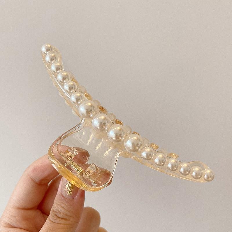 Pearl Hair Claw Set Clip for Women Gold Color Hairpins Metal Hair Accessories Geometric Hollow Pincer Barrette Crystal Clip Big Dsers