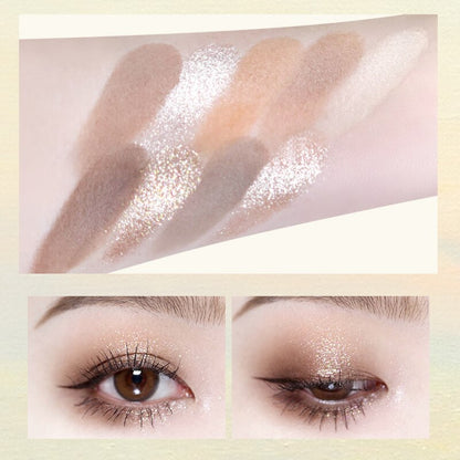 Milk-Tea Eyeshadow Palette Matte Glitter Shimmer Eyeshadow Powder Soft Blush Highlight Makeup Plate Brighten Eye Contour Compact