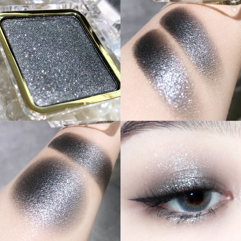 Punk Smoky Cool Eyeshadow Palette Pearly Bright Matte Glitter Eyeshadow Palette Lasting Black Makeup Eyeshadow Palette Beauty