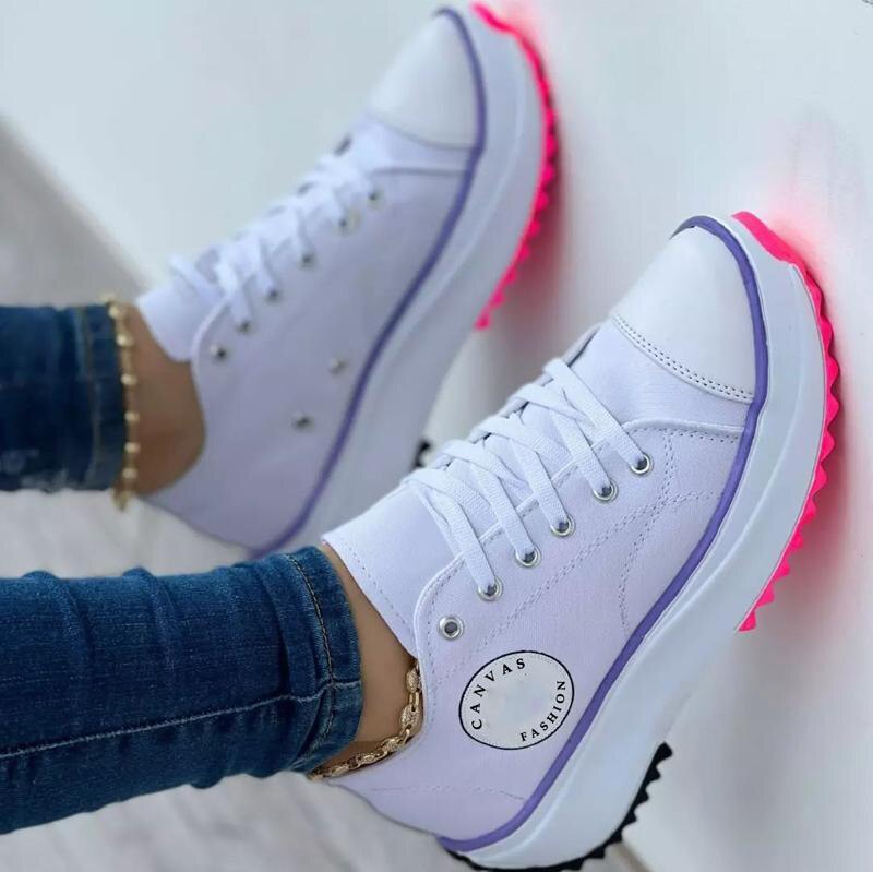 Women's Thick Soled Platform Canvas Sneakers Dsers