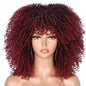 Short Afro Kinky Curly Wig With Bangs For Black Women Cosplay Lolita Natural Hair Ombre Mixed Brown Synthetic African Wigs