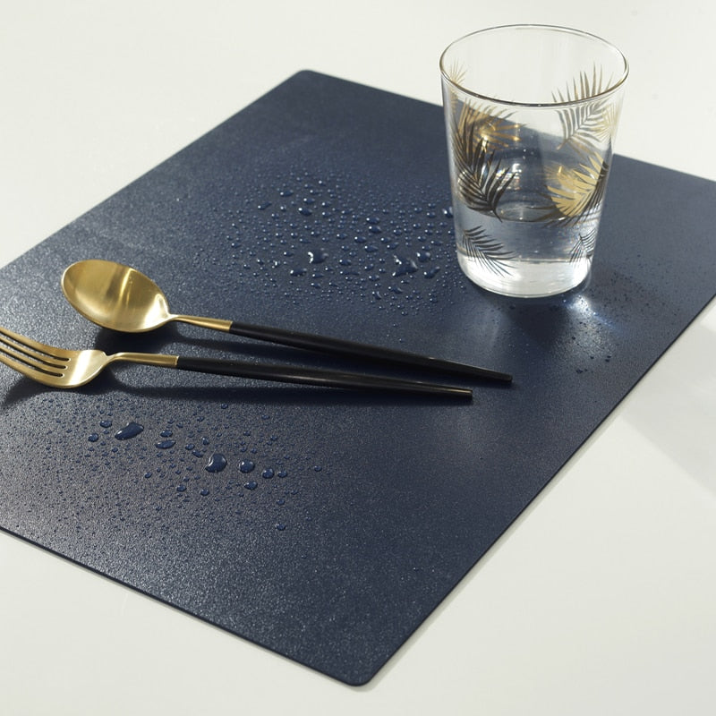 Rectangular Table Mat PU Leather Placemat  Waterproof Greaseproof  Pad Kitchen for Dining Anti-Scalding Insulation Dsers