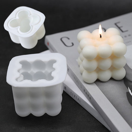 3D Cube Candle Silicone Mold Non-Stick Bubble Aromatherapy Candle Chocolate Cake Mold Craft Aromatherapy Gypsum Gift Making Mold