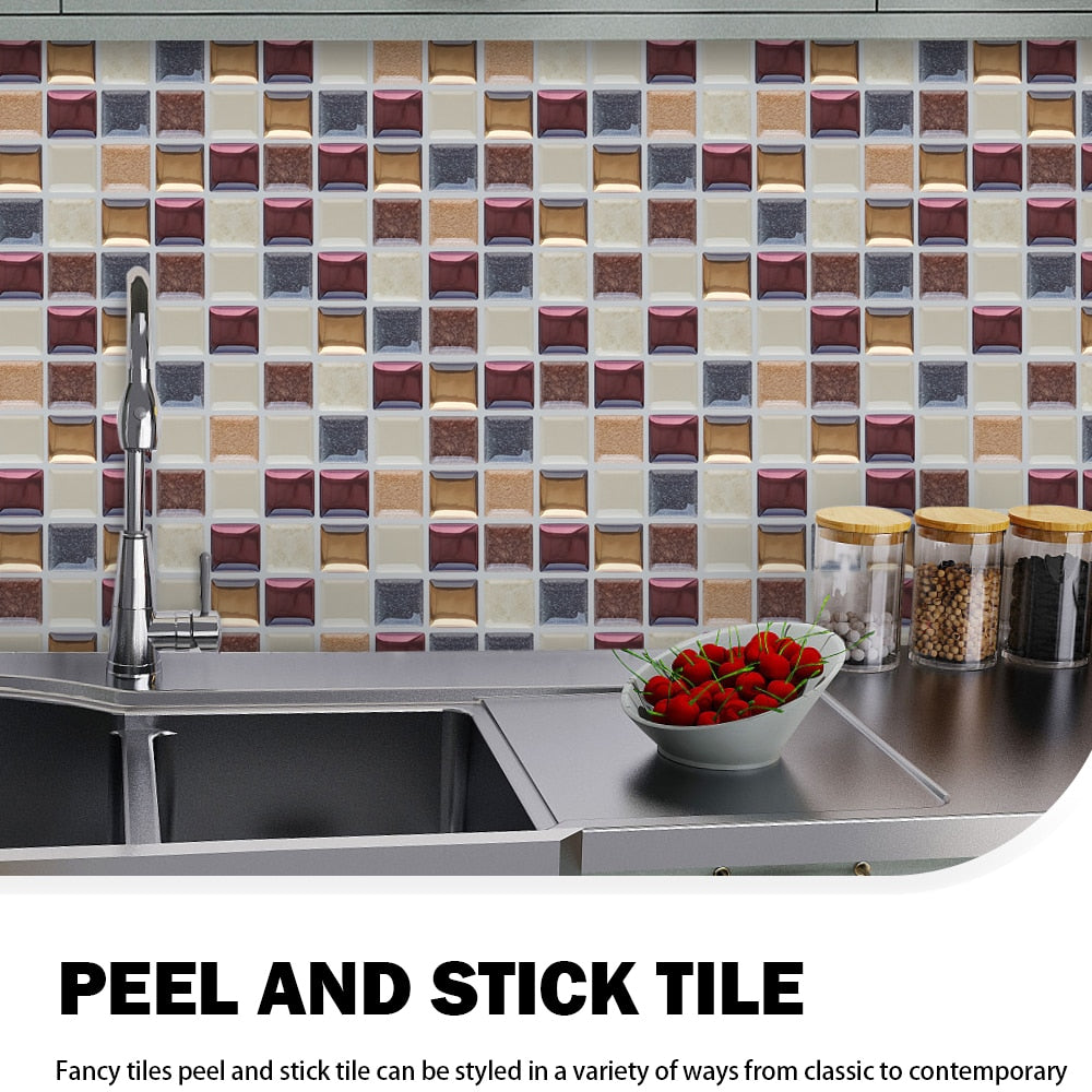 Self Adhesive Kitchen Waterproof Vinyl Mosaic Peel and Stick backsplash Wall Sticker Tiles Dsers