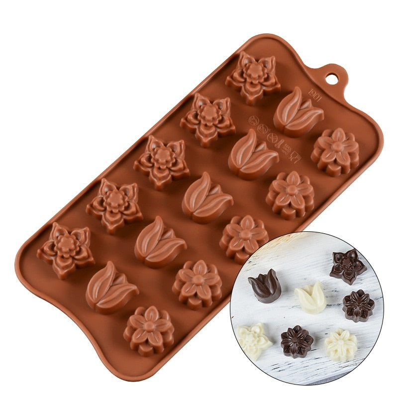 SILIKOLOVE 3D Chocolate Mold Silicone Chocolates Molds for Baking Nonstick Jelly Pudding Sugarcraft Mould DIY Kitchen Bakeware Dsers