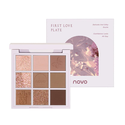 Milk-Tea Eyeshadow Palette Matte Glitter Shimmer Eyeshadow Powder Soft Blush Highlight Makeup Plate Brighten Eye Contour Compact