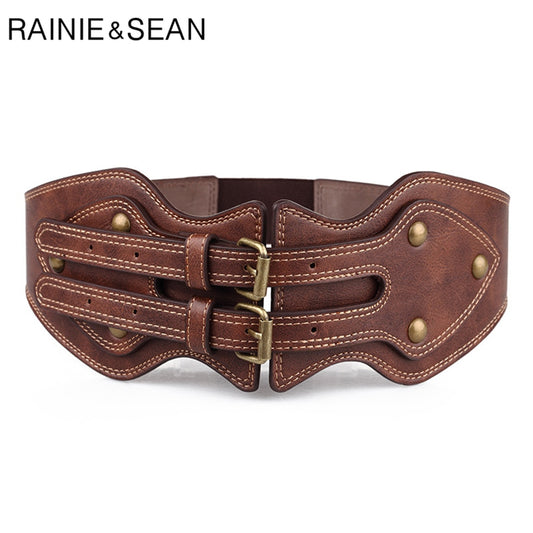 Women's Elastic Punk Rivet Waist Belt Dsers