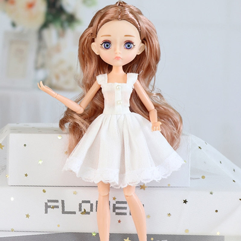 ⚠️New Edition 11 Joint Moveable Body 26cm 1/6 Doll Purple Brown Eyes with Fashion Clothes Shoes Style Dress Up Baby Dolls DIY Toy