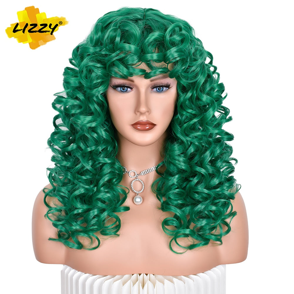 Red Brown Copper Ginger Short Loose Curly Wigs For Women Synthetic Natural Cosplay Hair Wig With Bangs Heat Resistant LIZZY