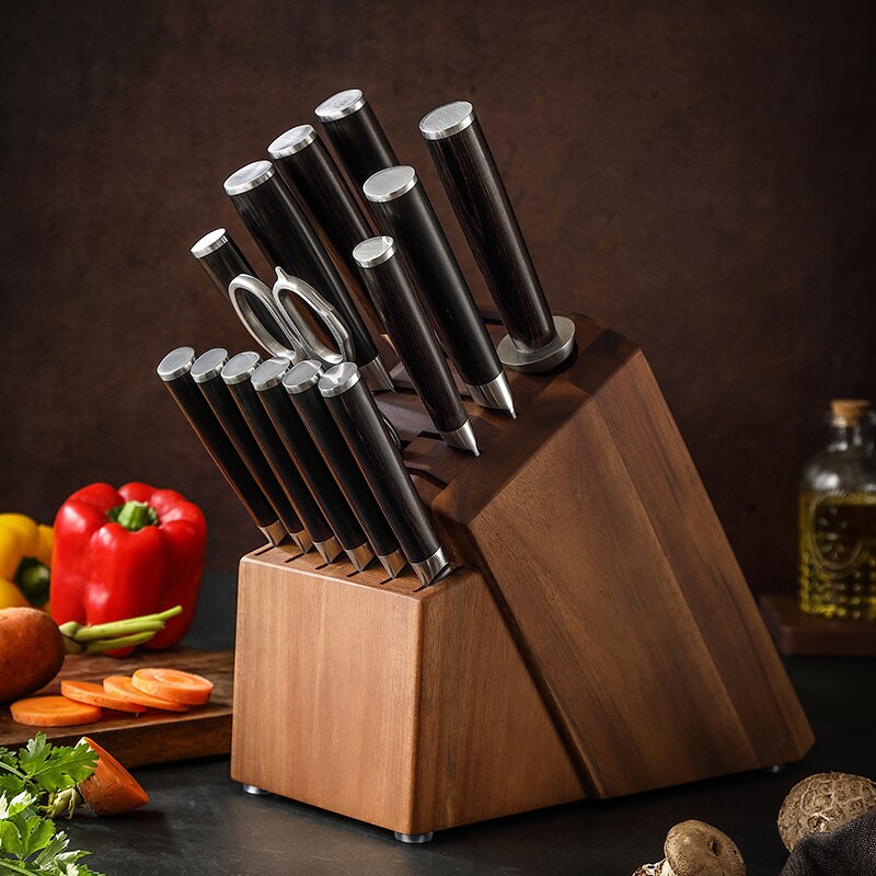 Professional Japanese style Damascus steel 15 pcs Kitchen Knife Set with Knives Accessories Holder Dsers