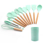 Silicone Cooking Utensils 11/12/13Pcs Kitchen Utensil Set Non-stick Spatula Wooden Handle with Storage Box Kitchen Appliances Dsers