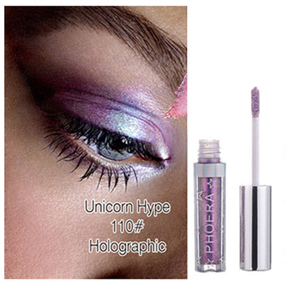 PHOERA Liquid Eyeshadow Eye Liner Pen Metallic Diamond Shiny Eyeshadow Palette Shimmer Pigmented Long lasting Cosmetic Makeup