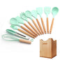 Silicone Cooking Utensils 11/12/13Pcs Kitchen Utensil Set Non-stick Spatula Wooden Handle with Storage Box Kitchen Appliances Dsers