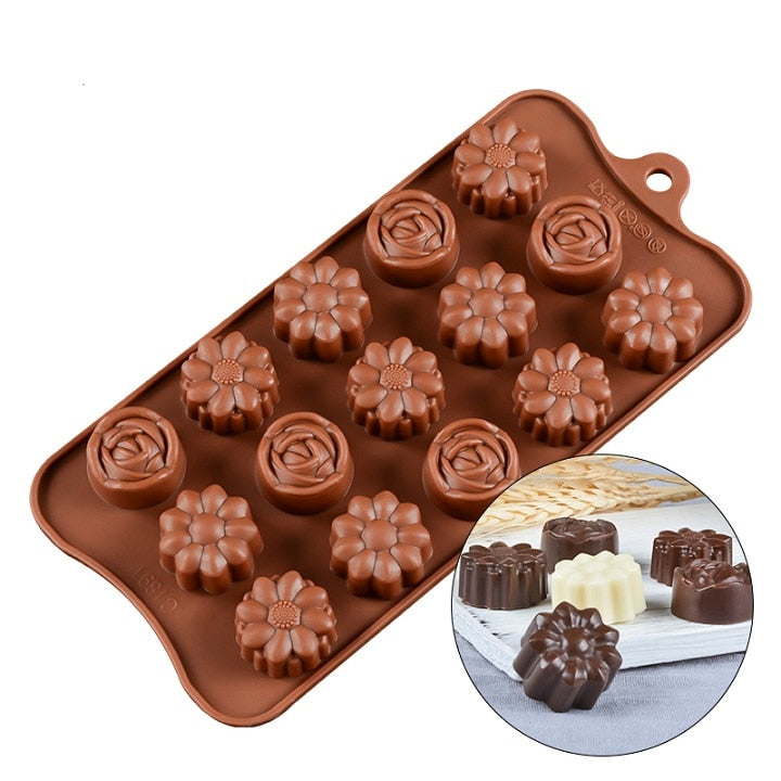 SILIKOLOVE 3D Chocolate Mold Silicone Chocolates Molds for Baking Nonstick Jelly Pudding Sugarcraft Mould DIY Kitchen Bakeware Dsers