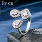 RAKOL Luxury Geometric Cubic Zirconia Open Rings for Women Fashion Anniversary Best Birthday Party Dress Trendy Jewelry Dsers