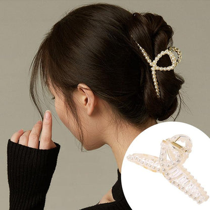 Pearl Hair Claw Set Clip for Women Gold Color Hairpins Metal Hair Accessories Geometric Hollow Pincer Barrette Crystal Clip Big Dsers