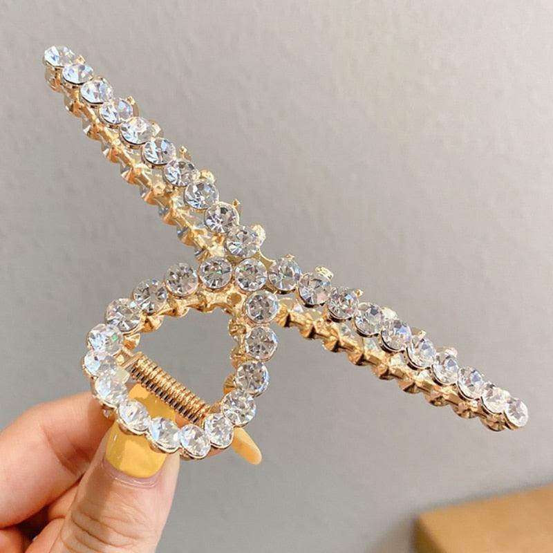 Pearl Hair Claw Set Clip for Women Gold Color Hairpins Metal Hair Accessories Geometric Hollow Pincer Barrette Crystal Clip Big Dsers