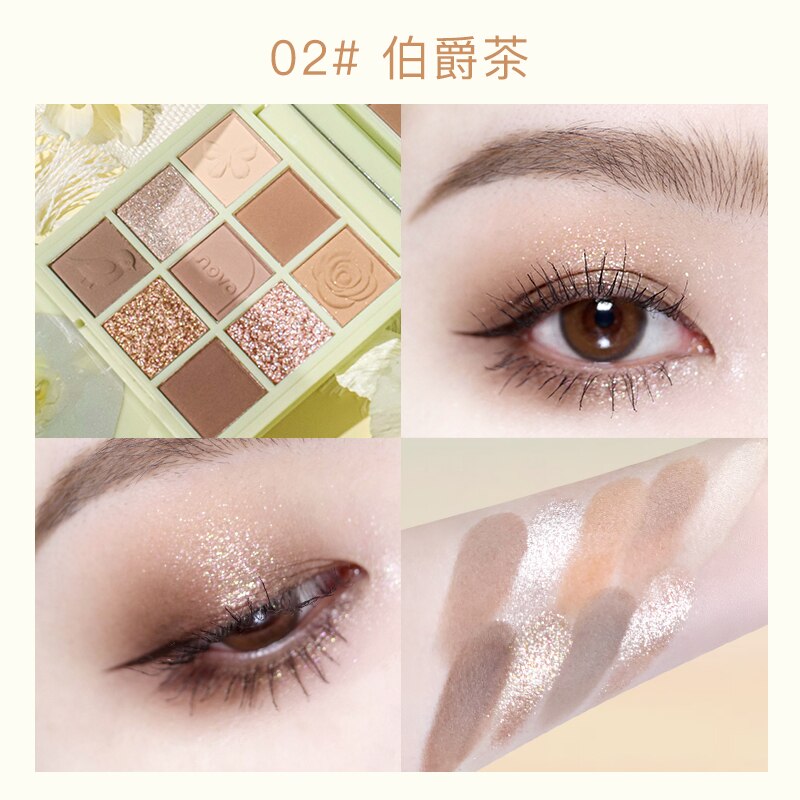 Milk-Tea Eyeshadow Palette Matte Glitter Shimmer Eyeshadow Powder Soft Blush Highlight Makeup Plate Brighten Eye Contour Compact