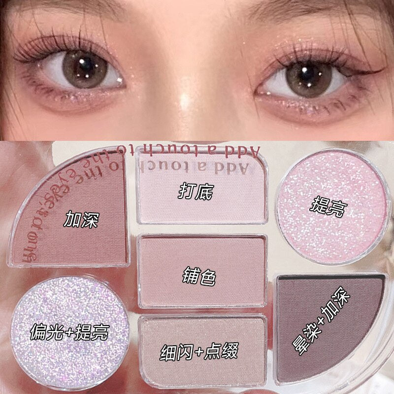 New eye shadow combination plate seven-color daily earth color matte pearlescent sequins student parity