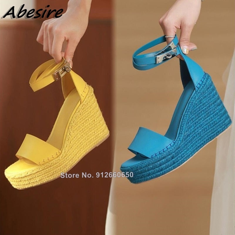 Women's Beach Style Wedge Sandals Wedges Blue High Heels Dsers