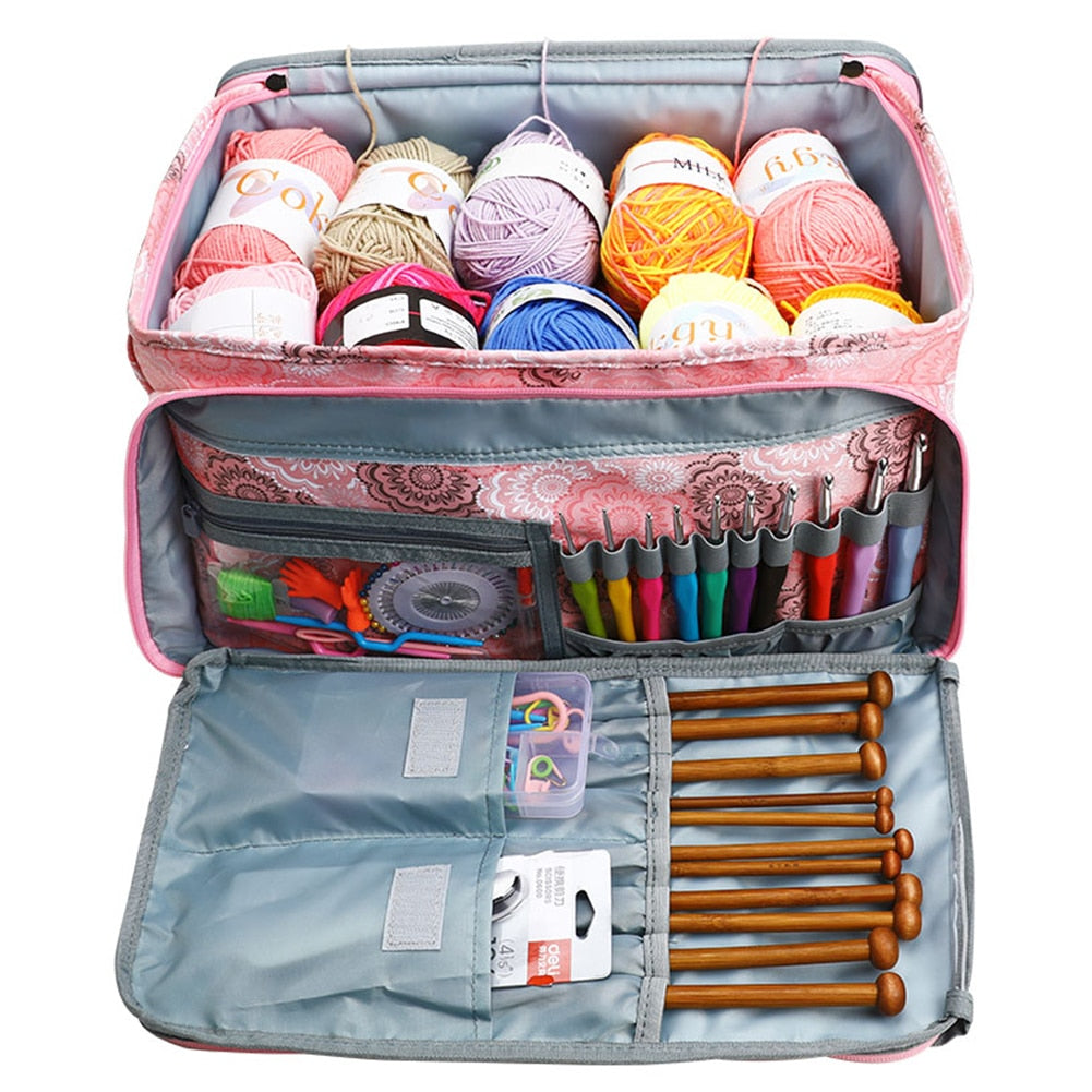 Oxford Cloth Yarn Storage Bag Multifunctional Crochet Knitting Tote Bags Large Capacity Sewing Needle Accessories Case Only Bag