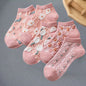 5 Pairs/ Lot Woman Socks Harajuku Retro Embroidery Spring Kawaii Cute Socks Lolita Socks Lace Flower Crew Socks Christmas Gift