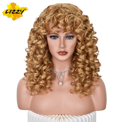 Red Brown Copper Ginger Short Loose Curly Wigs For Women Synthetic Natural Cosplay Hair Wig With Bangs Heat Resistant LIZZY