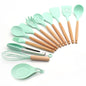 Silicone Cooking Utensils 11/12/13Pcs Kitchen Utensil Set Non-stick Spatula Wooden Handle with Storage Box Kitchen Appliances Dsers