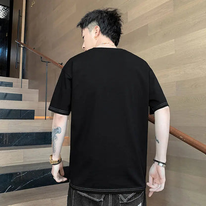 Short-sleeved T-shirt men's tide card summer 2021 new half-sleeved loose trend wild handsome clothes men's suit DropShipMan