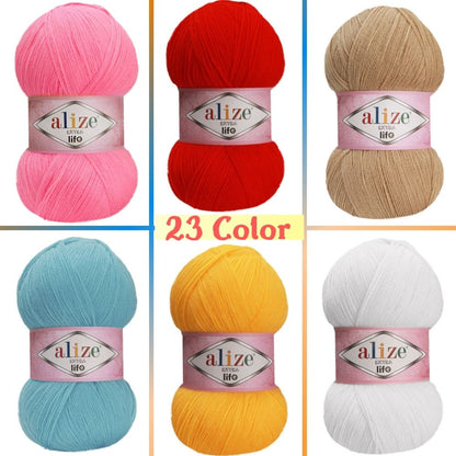 Extra Life Knitted Yarn-23 Color Options 480 Meters(100gr) Hand Knitting Yarn Ball - Alize Extra Life- Acrylic-DIY