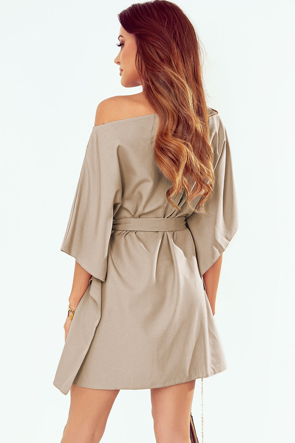 Tie Waist One-Shoulder Mini Dress Trendsi