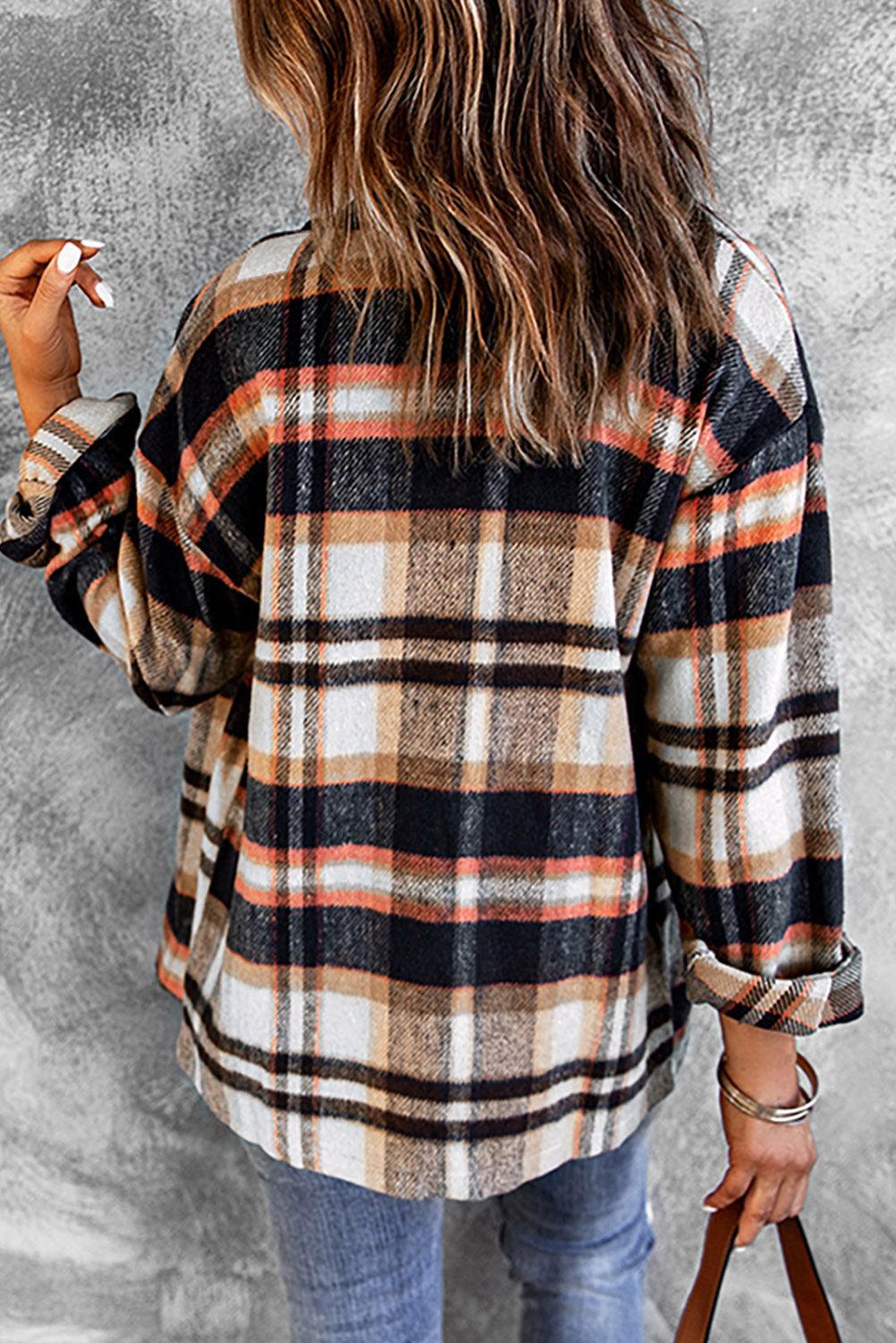 Plaid Button Front Shirt Jacket with Breast Pockets Trendsi