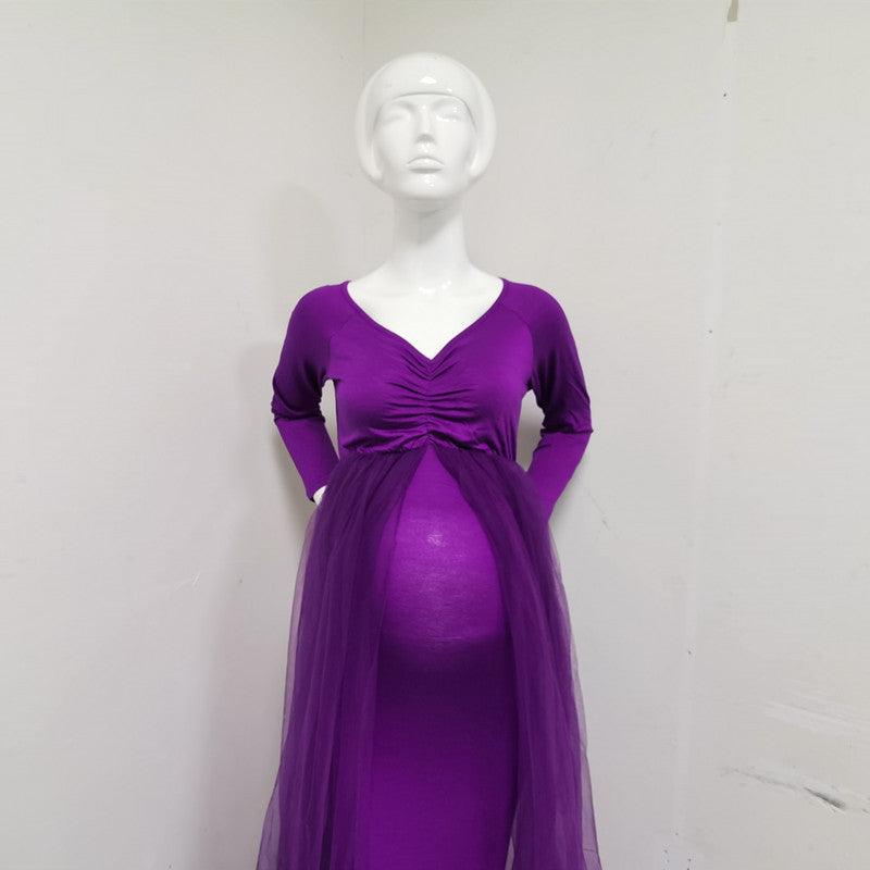 Pink Maternity Dresses Photography Props Shoulderless Pregnancy Long Dress For Pregnant Women Maxi Gown Baby Showers Photo Shoot Larnt