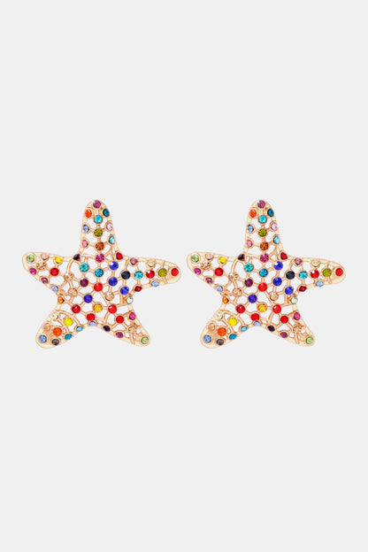 Starfish Zinc Alloy Glass Stone Dangle Earrings