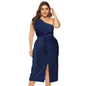 Plus Size Off-The-Shoulder Knotted Slit Dress Kiwidrop