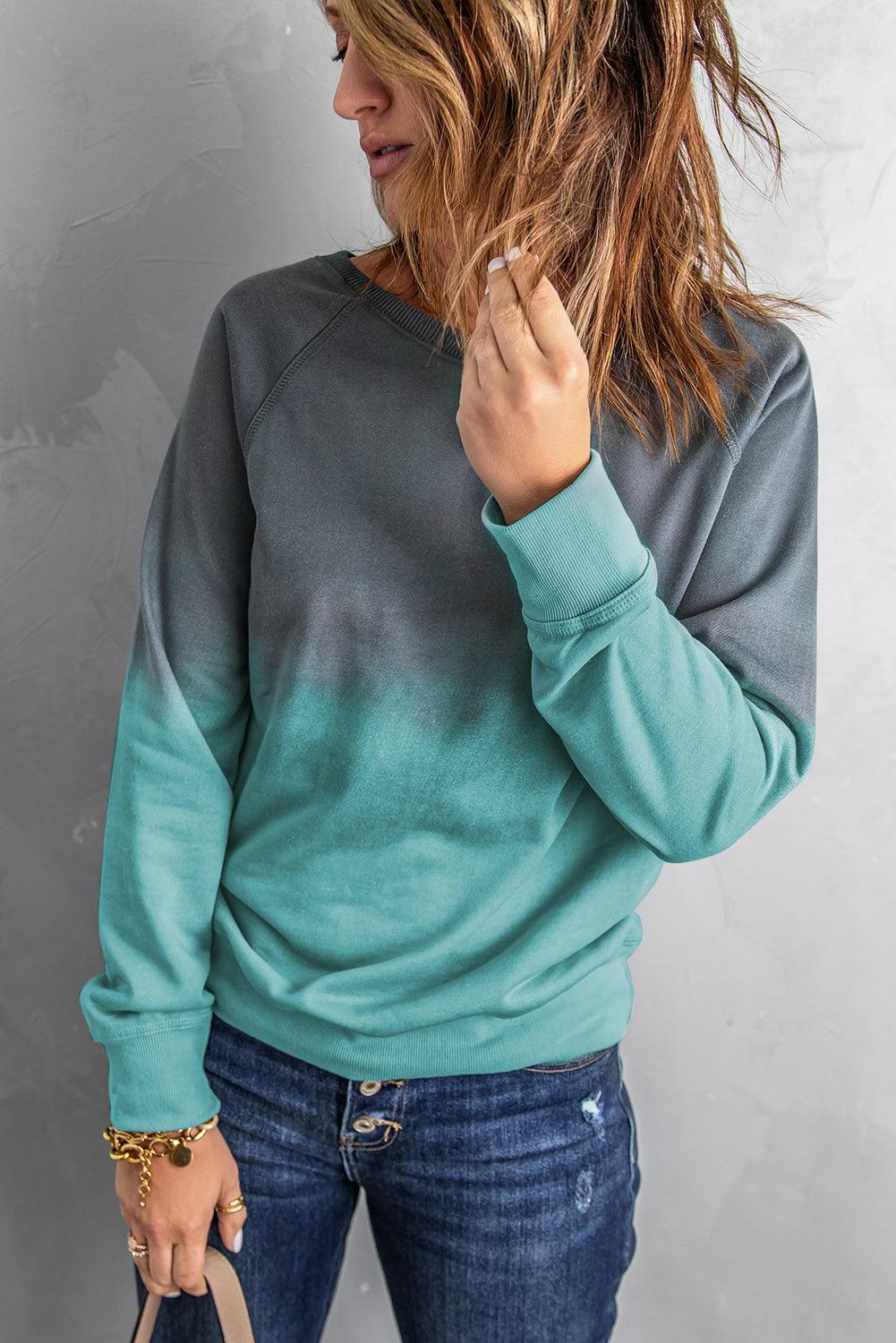 Ombre Crewneck Long Sleeve Sweatshirt Kiwidrop