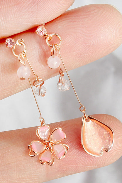 Asymmetrical Cherry Blossom Dangle Earrings