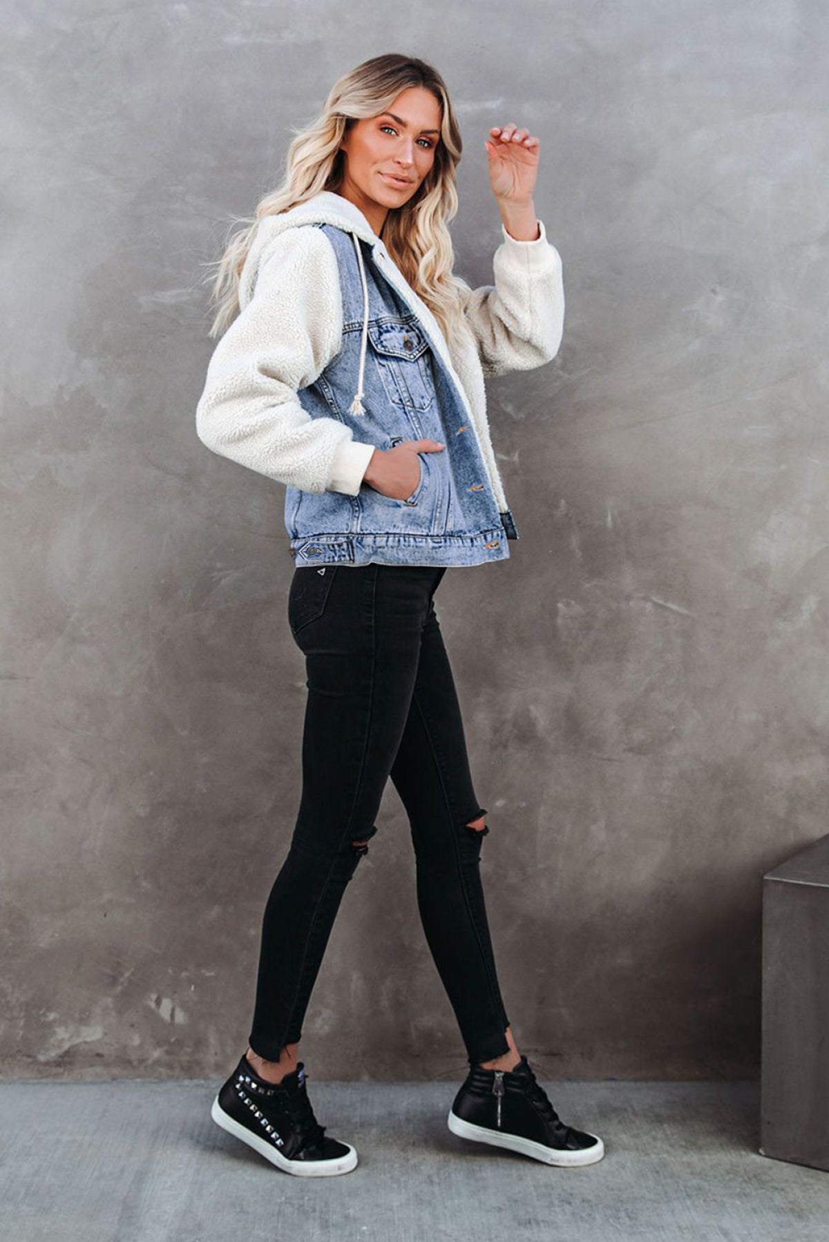 Sherpa Denim Splicing Buttoned Jacket Kiwidrop