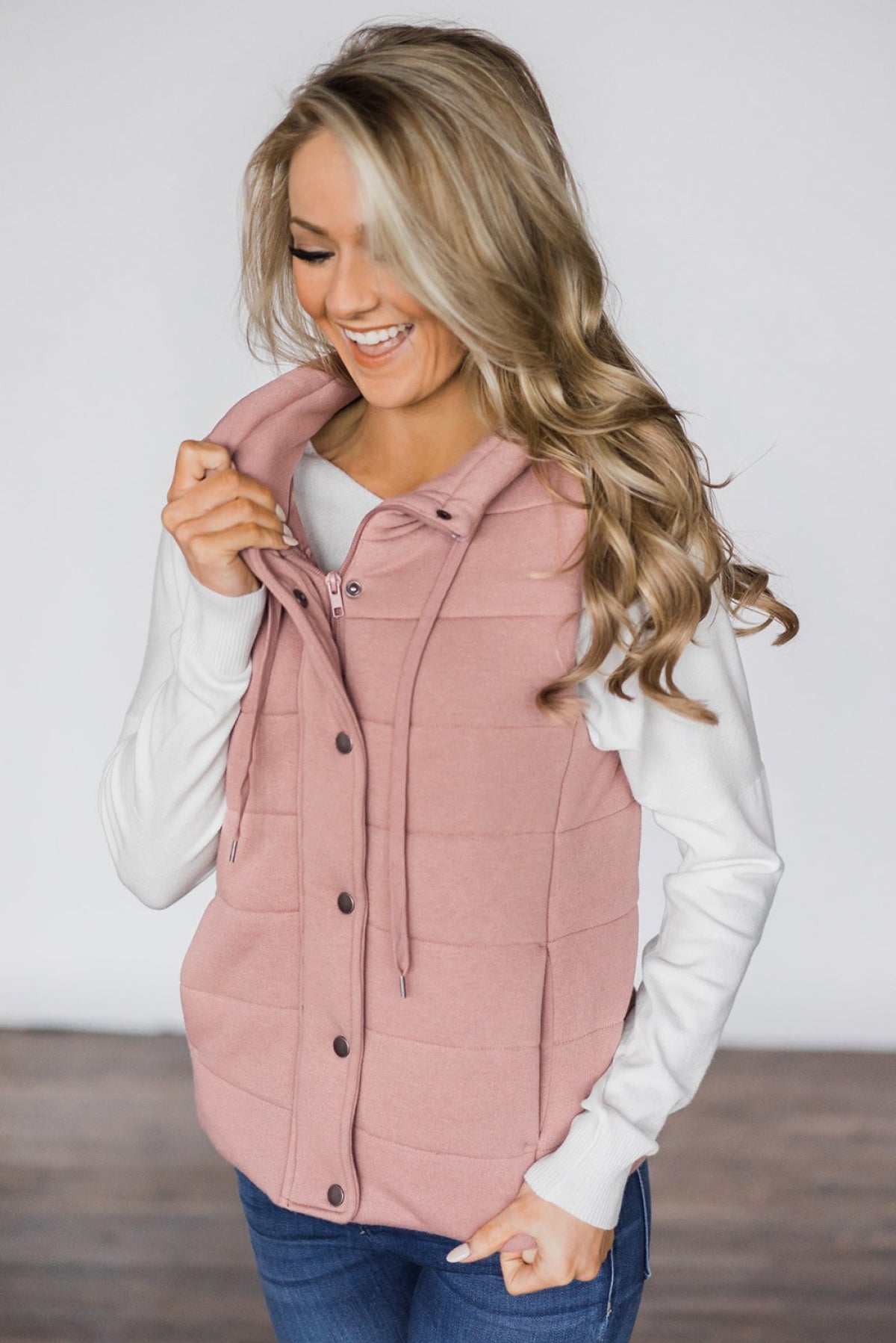 Quilted Mock Neck Vest Kiwidrop