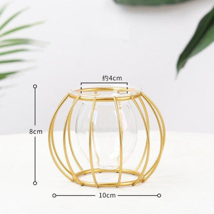 Nordic Simple Golden Glass Vase Zendrop