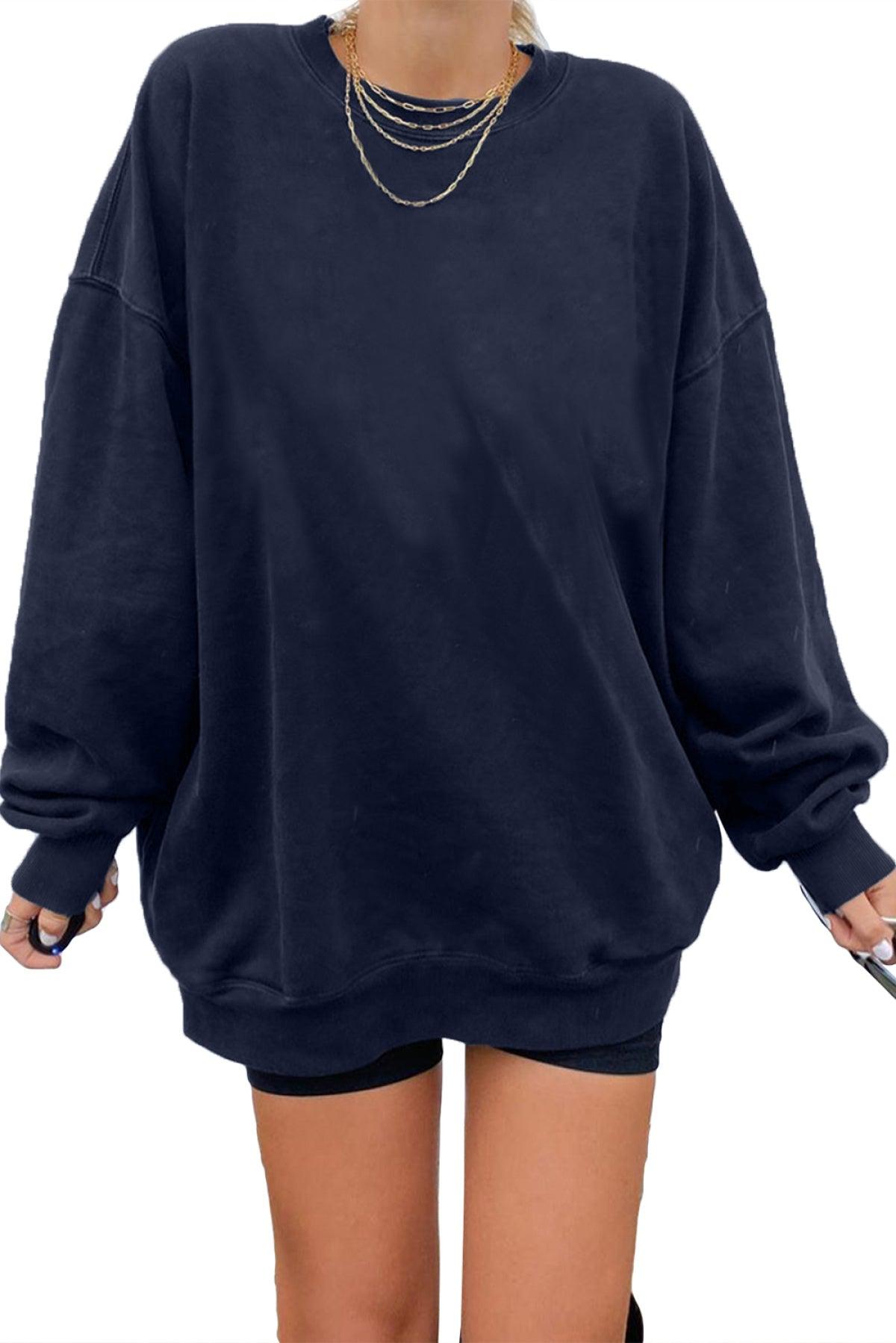 Oversized Solid Drop Shoulder Sweatshirt Kiwidrop