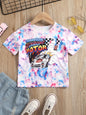 Graphic Tie-Dye Round Neck Short Sleeve Tee