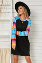 Striped Long Raglan Sleeve Round Neck Dress