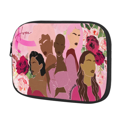 Customized Computer Liner Bags｜Polyester -Unity, Hope, Pink, Hot Pink, Burgundy, Roses, Breast Cancer Awareness, Women, Black, Hispanic, White, Hair, Smooth (Designed by Dunbi)