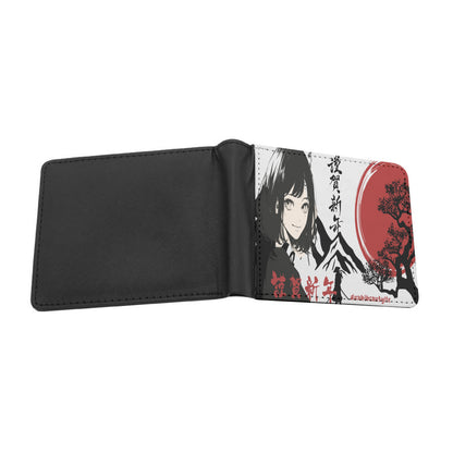 Customized Men's Wallet｜PU -Japan, Japanese, Red, Samurai, Pretty Girl, Tiger, Kanji, Mountains (Designed by Dunbi)