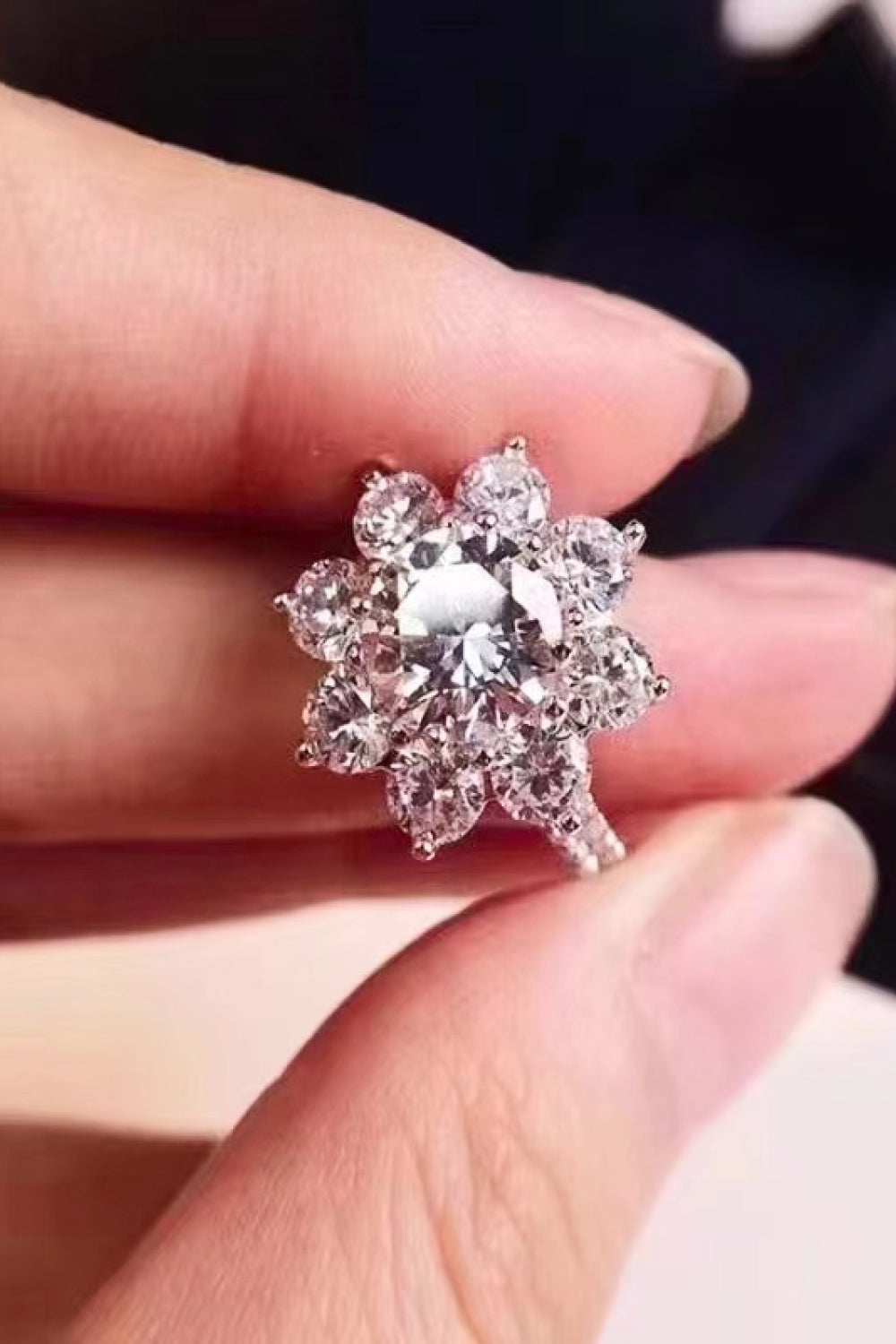 1 Carat Moissanite Flower Ring Trendsi